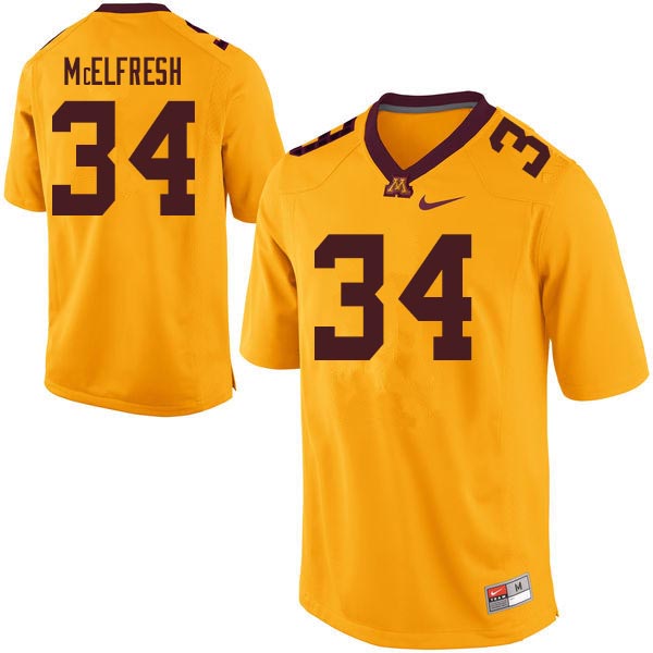 Men #34 Logan McElfresh Minnesota Golden Gophers College Football Jerseys Sale-Gold